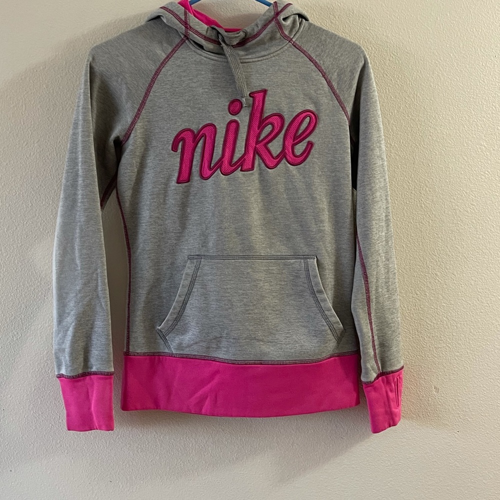 Nike Kids Gray Grey Pink Hoodie XS - Picture 1 of 3